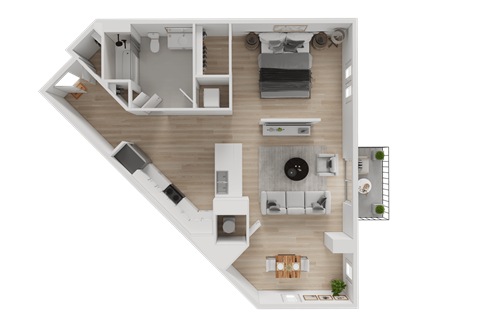 Floor plan for studio, 1 bath, 719 sqft